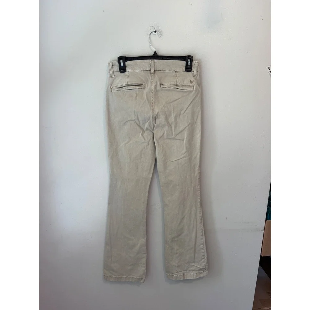 American Eagle Khaki Stretch Flare Pants Womens 8 Regular Tan Chino Trousers